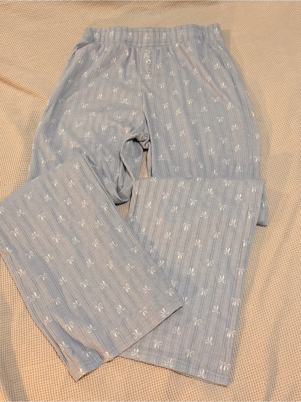 Woman Light Blue Floral Stripe Pajama Set
